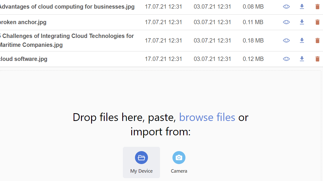 upload files - choose source